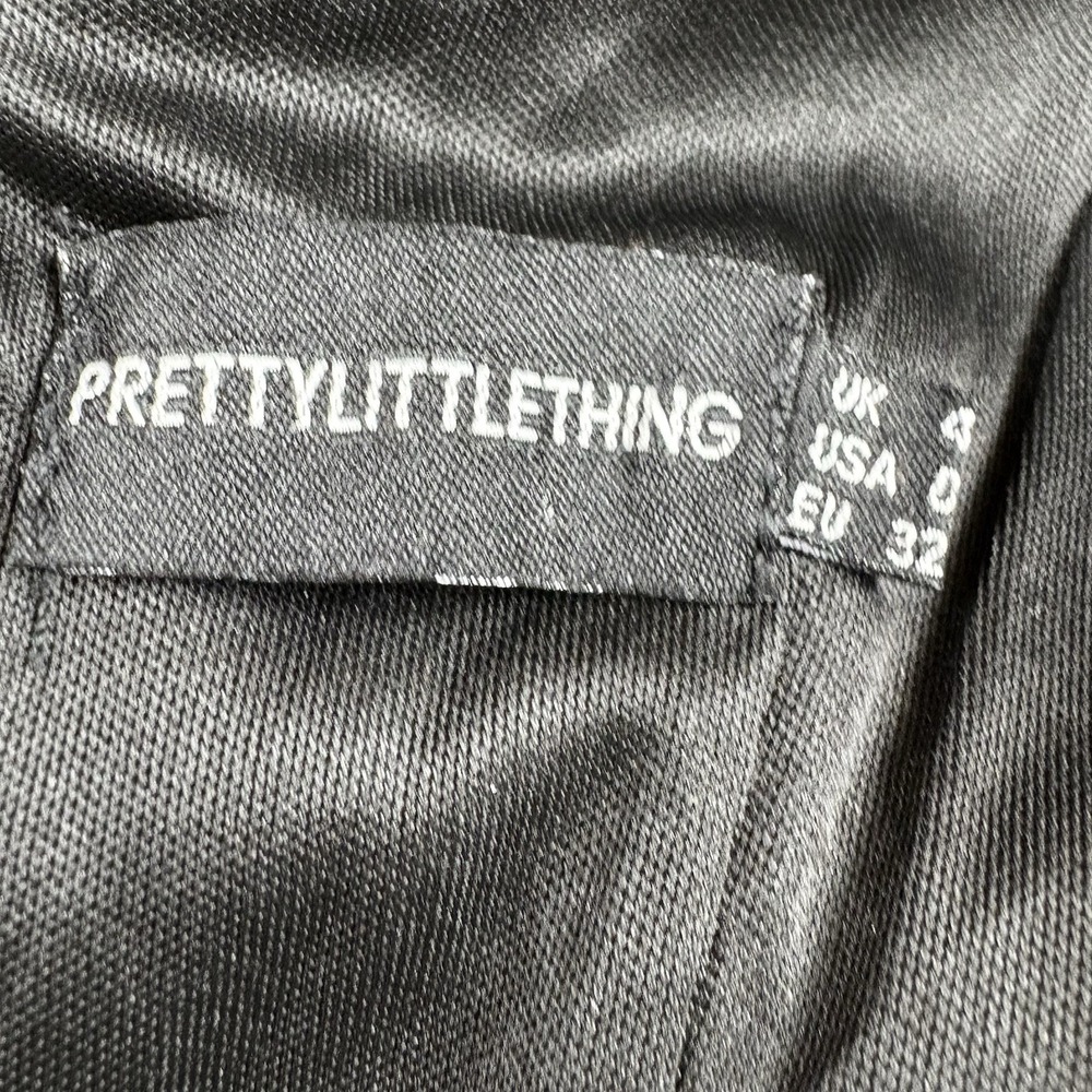 PrettyLittleThing Dress Women 0 Black Sequin Y2K Party‎ Club Glam Baddie Mini - Picture 11 of 16